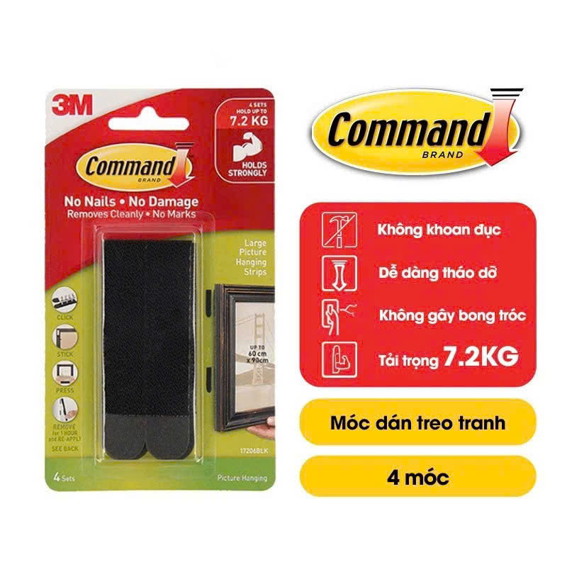 Miếng dán treo tranh Command™ 17206 - 2 màu (Trắng, Đen) - Chịu lực 7.2 kg - 8 miếng/vỉ, , large image number 1